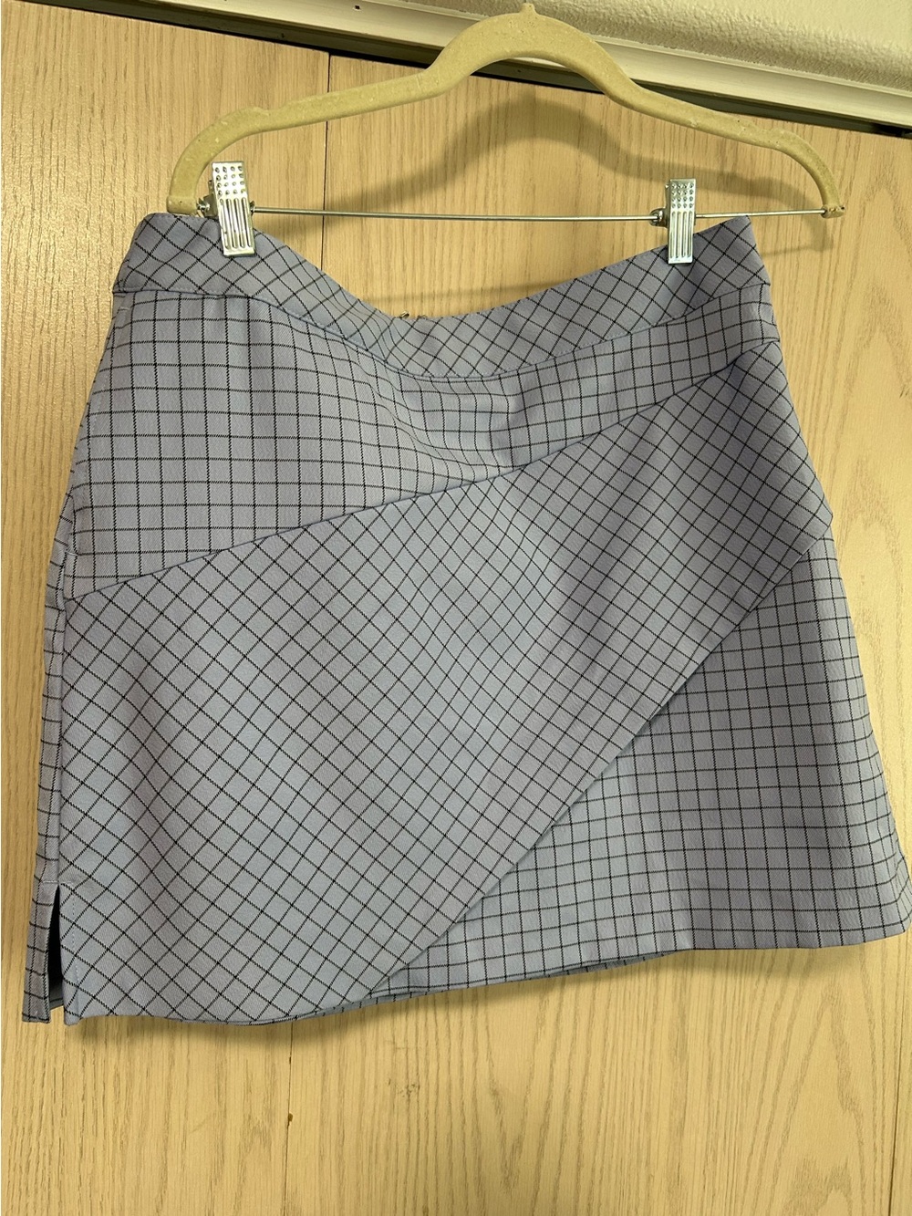 Asymmetric Purple Check Mini Skirt